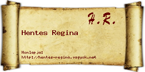 Hentes Regina névjegykártya